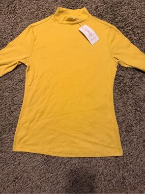 Pretty Bird Bright Yellow Long Sleeve Turtleneck Top